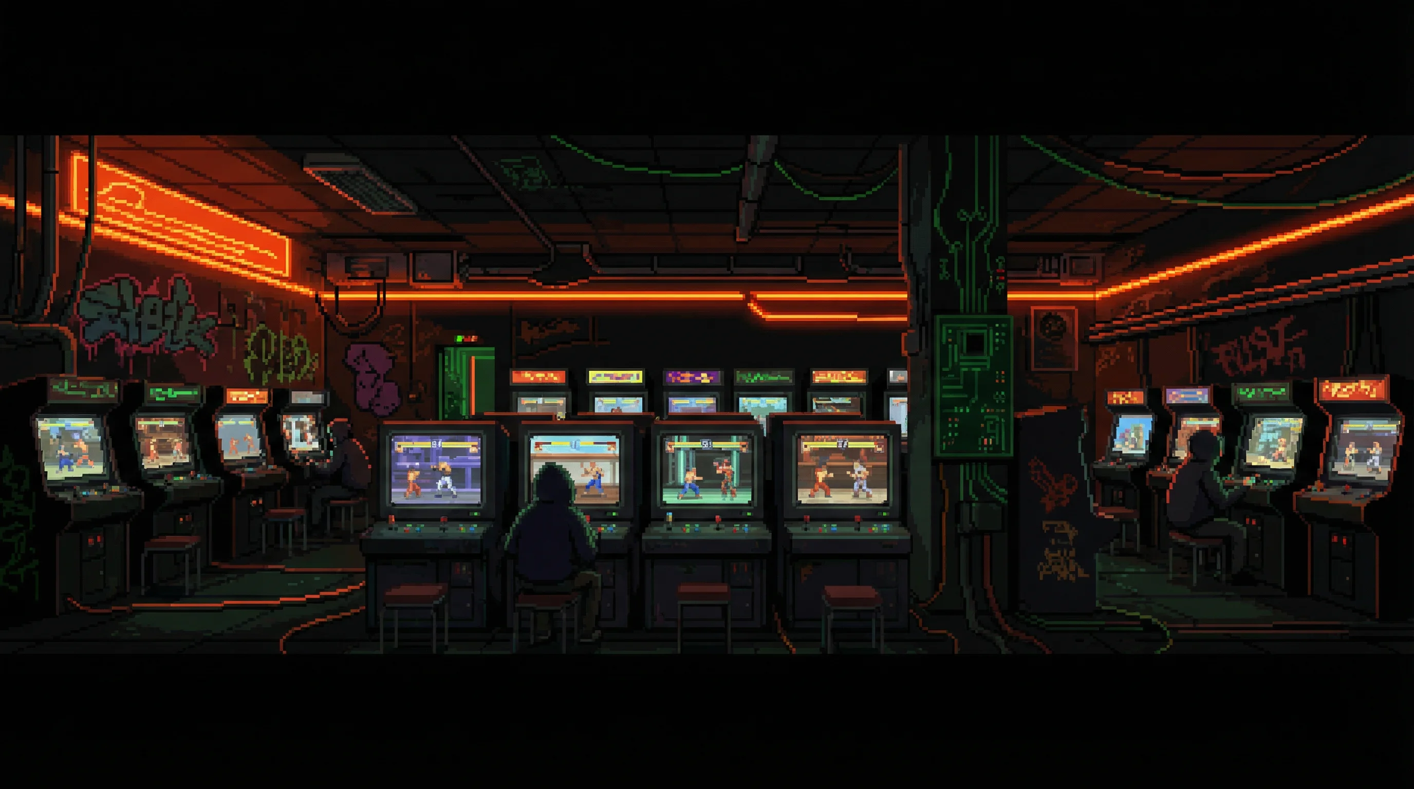 像素艺术作品：赛博街机场景 - 澳门赌博 社区创作